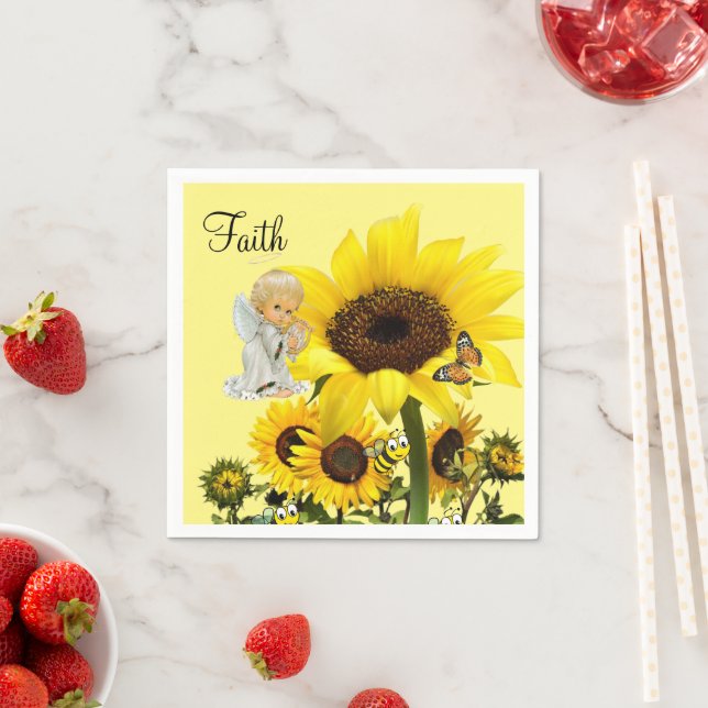 Sunflower Butterfly Bumblebee Paper Napkins (Insitu)
