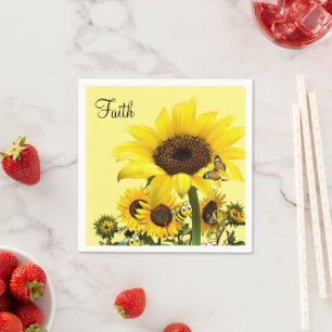 Sunflower Butterfly Bumblebee Paper Napkins