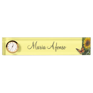 Sunflower Butterfly Desk Nameplate