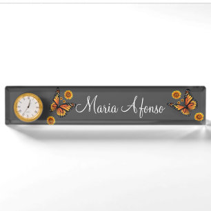Sunflower Butterfly Desk Nameplate