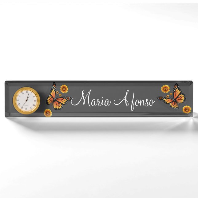 Sunflower Butterfly Desk Nameplate (Front)