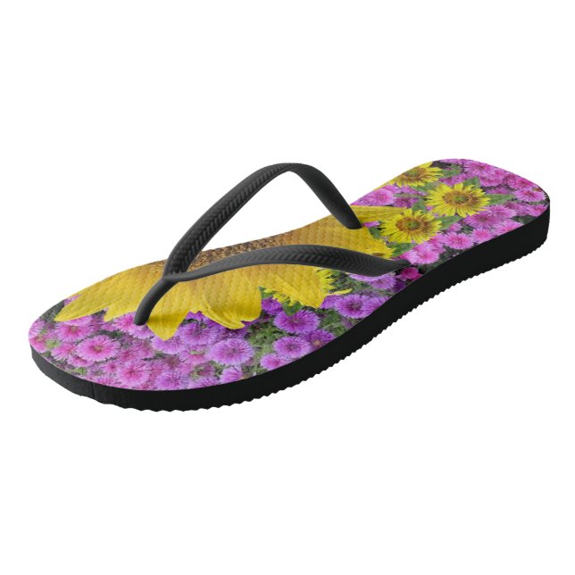 Sunflower Butterfly Flip Flops (Angled)