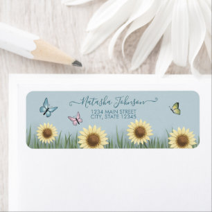 Sunflower Butterfly Floral Return Address Label