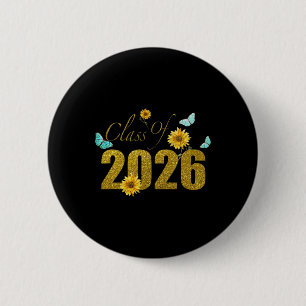 Sunflower Butterfly Graduation Cl Of 2026 Gifts Sh 2 Inch Round Button