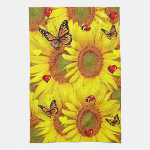 Sunflower Butterfly Ladybug Kitchen Towel