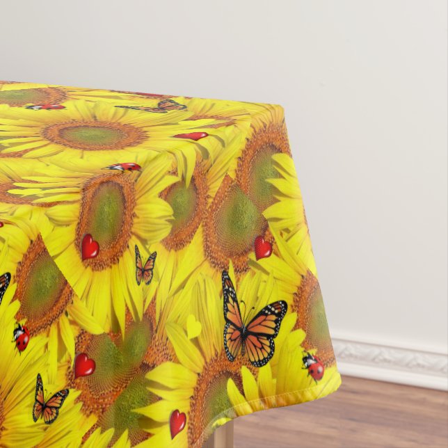 Sunflower Butterfly Ladybug Tablecloth (In Situ)