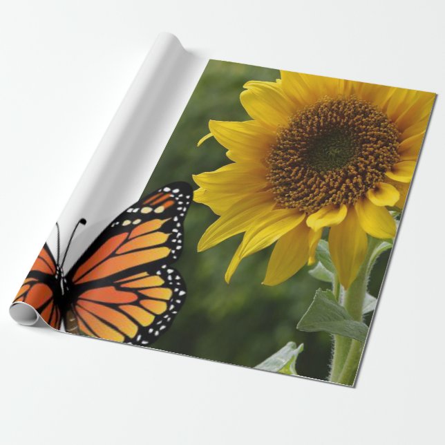 Sunflower Butterfly Matte Wrapping Paper (Unrolled)