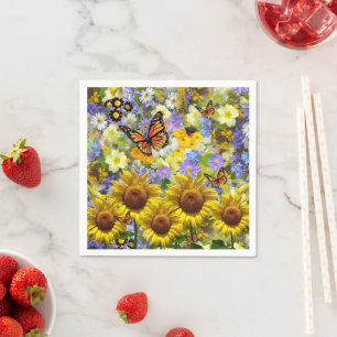 Sunflower Butterfly Paper Napkins