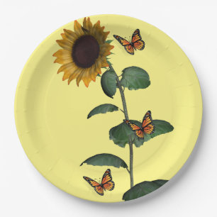 Sunflower Butterfly Paper Plates