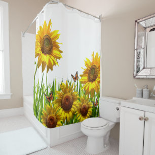 Sunflower Butterfly Shower Curtain