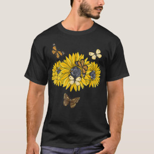 Sunflower Butterfly Summer Bees Florist Floral T-Shirt