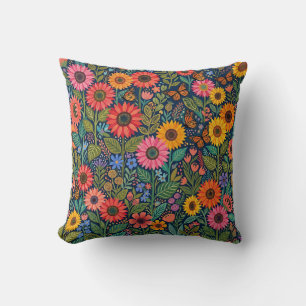 Sunflower Butterfly Throw Pillow