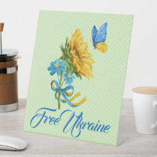 Sunflower & Butterfly Ukraine Support  Pedestal Sign