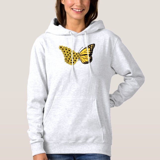 sunflower butterfly vintage women monarch hoodie (Front)