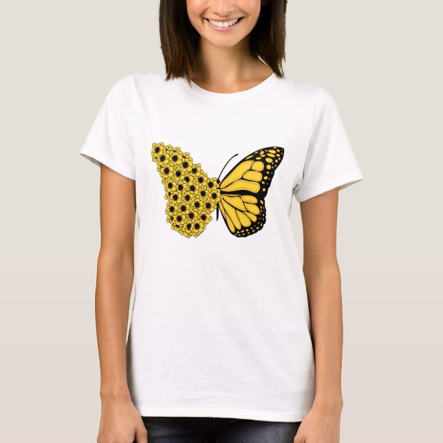 sunflower butterfly vintage women monarch T-Shirt (Front)