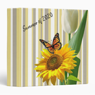 Sunflower Butterfly White Tulip Avery Binder