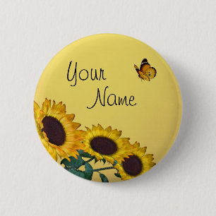Sunflower & Butterfly's 2 Inch Round Button