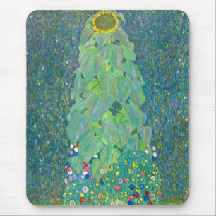 Sunflower by Klimt, Vintage Flowers Art Nouveau Mouse Pad