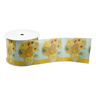 sunflower by Vincent Van Gogh,post impressionist p Satin Ribbon