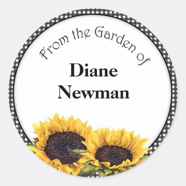 Sunflower Canning Jar Personalized Stickers (Front)