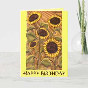 Sunflower Card Happy Birthday Custom Greeting Card