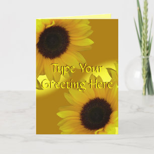 Sunflower Card Yellow Flower Greeting Card Custom