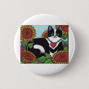 Sunflower Cat 2 Inch Round Button