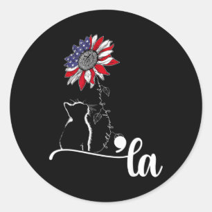 Sunflower Cat Comma La Kamala Harris For President Classic Round Sticker