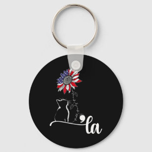 Sunflower Cat Comma La Kamala Harris For President Keychain