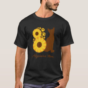 Sunflower Cat Mom Mother Abyssinian Cat T-Shirt