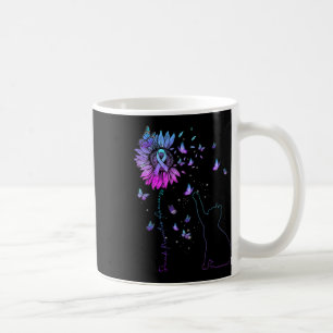 Sunflower Cat Teal And Purple Ribbon Suicide Aware Coffee Mug