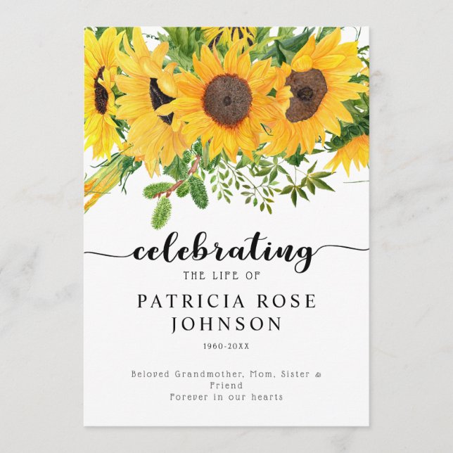 Sunflower Celebrating the Life of Funeral Program (Front)