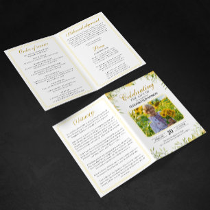 Sunflower Celebration of Life Funeral Memorial Program