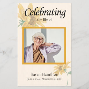 Sunflower Celebration of Life Funeral Program Flyer
