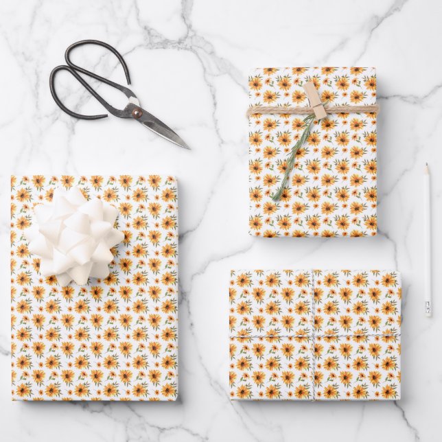 Sunflower Celebration Wrapping Paper Sheet (Front)