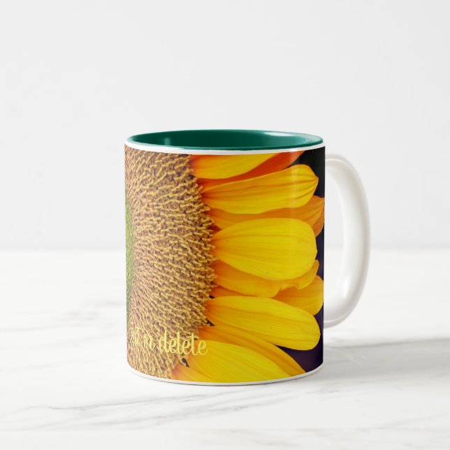 Sunflower Centre Close Up Personalized  Two-Tone Coffee Mug (Front Right)