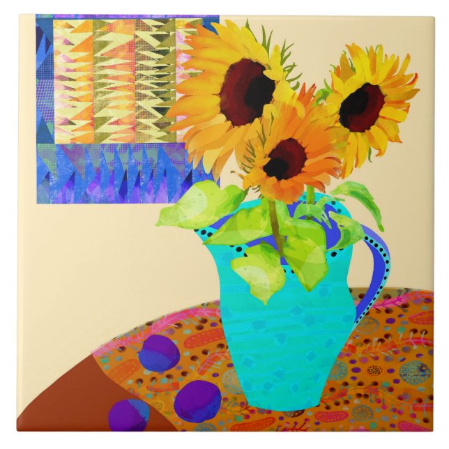 Sunflower Ceramic Kitchen Tile (Front)
