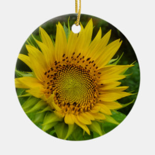 Sunflower ceramic ornament