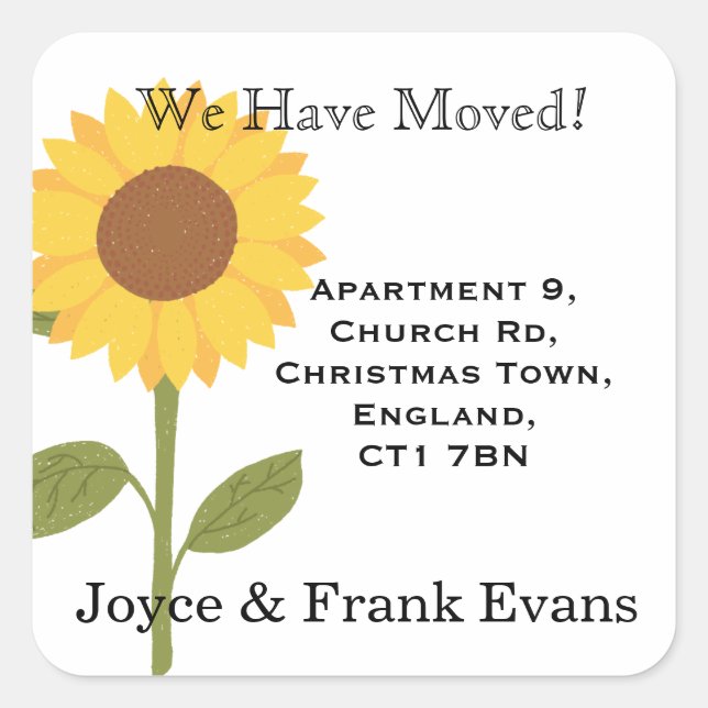 sunflower change of address stickers cards (Front)