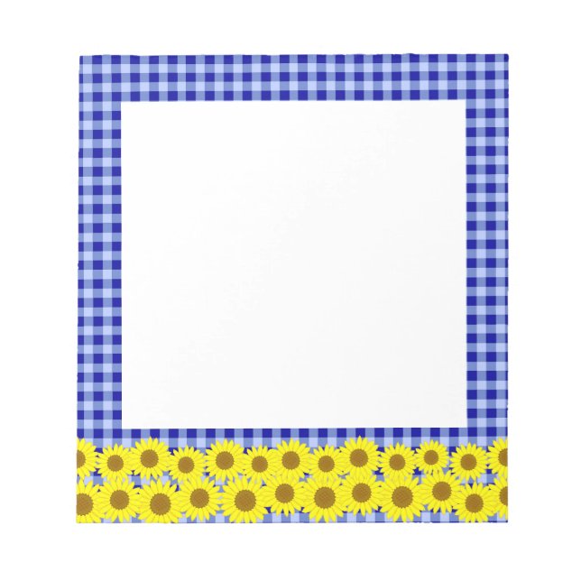 Sunflower Check Navy Notepad (Front)