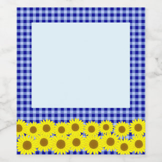 Sunflower & Check Navy        Wine Label