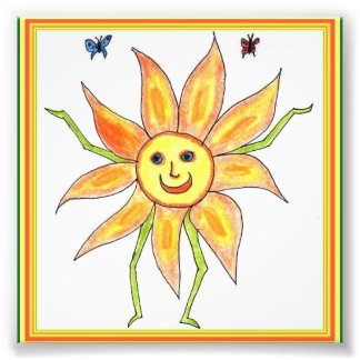 Sunflower Child Fun Drawing Photo Print
