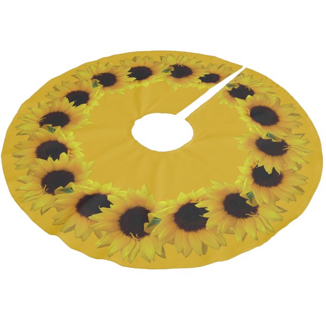 Sunflower Christmas Tree Yellow Flowers Tree Skirt (Angled)