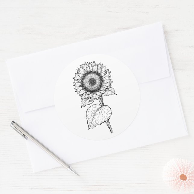 Sunflower Classic Round Sticker (Envelope)