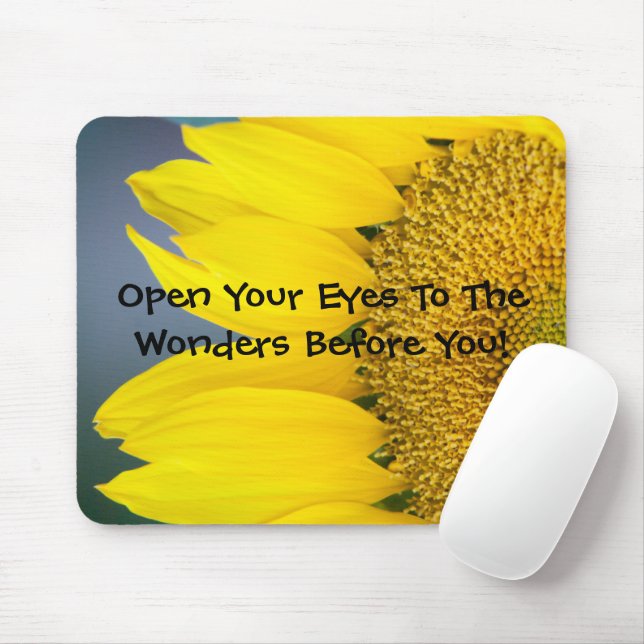 Sunflower Close Up Photograph Mouse Pad (With Mouse)