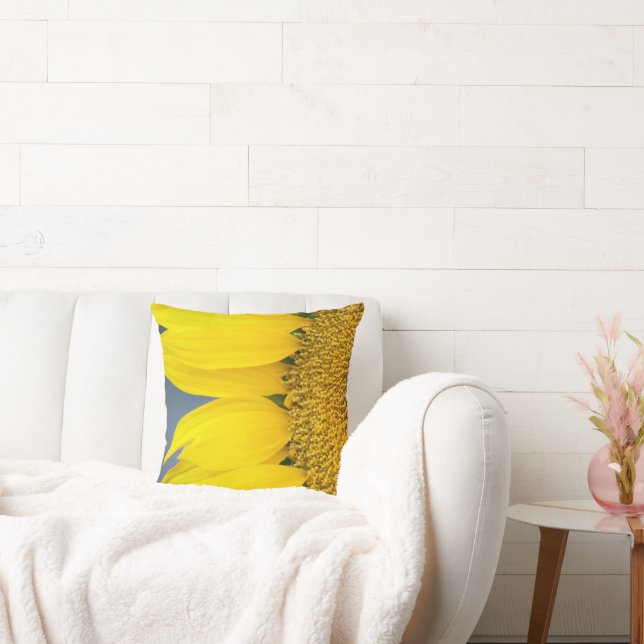 Sunflower Close Up Photograph Throw Pillow (Couch)