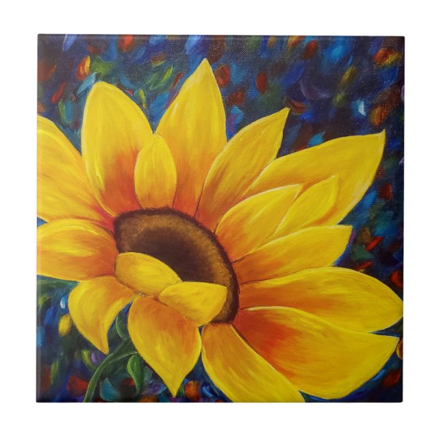 Sunflower Colorful Ceramic Tile (Front)