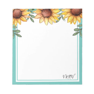 Sunflower Colour Border Monogrammed Notepad
