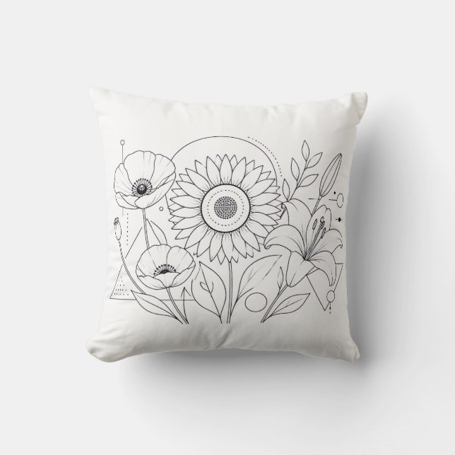 Sunflower Colouring Book Pillow (Front)