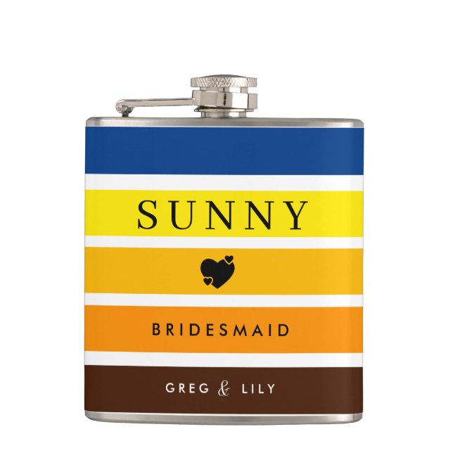 Sunflower Colours Personalized Bridesmaid Hip Flas Hip Flask (Front)